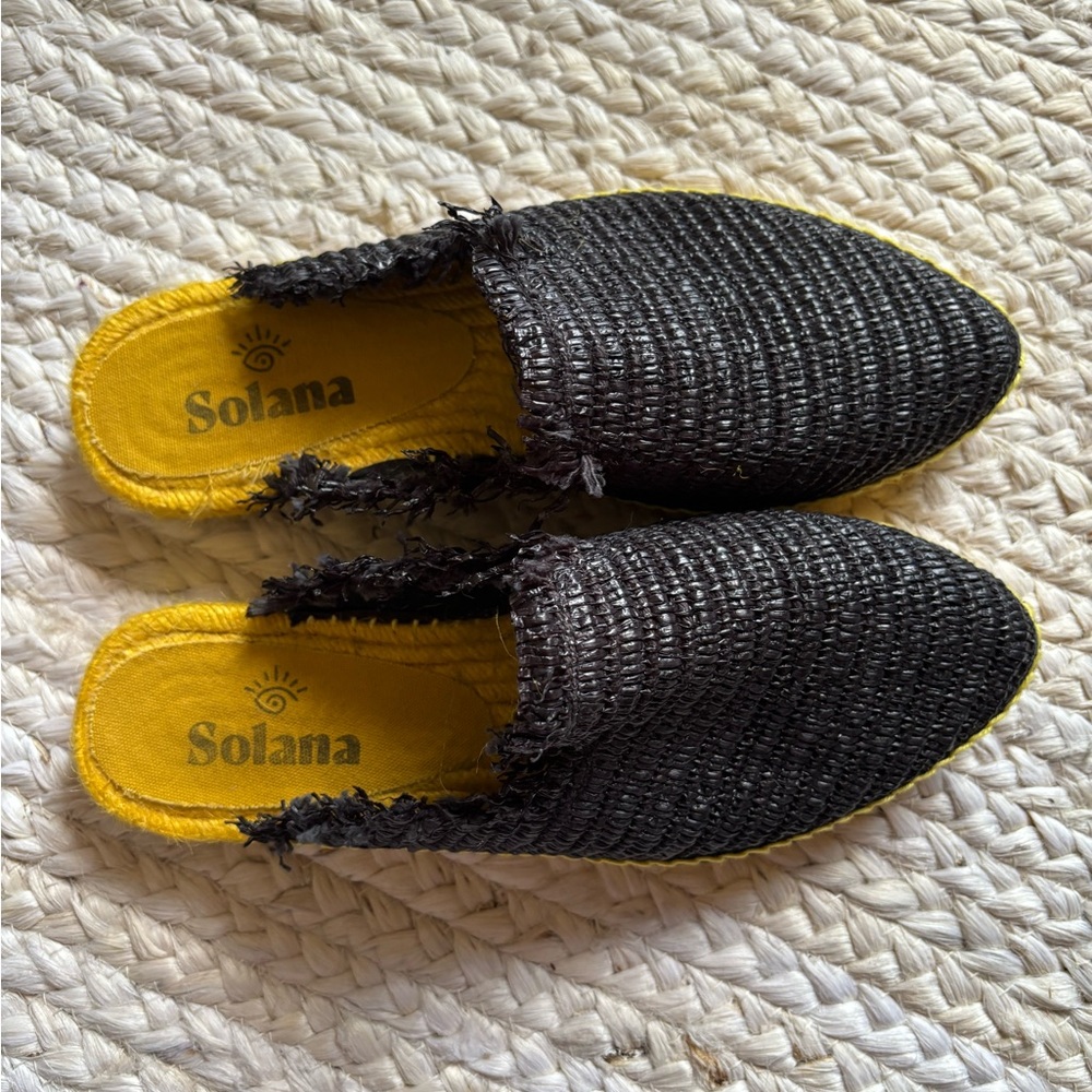 Navy and yellow solana espadrilles